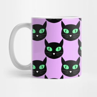 Black cats with green eyes pattern Mug